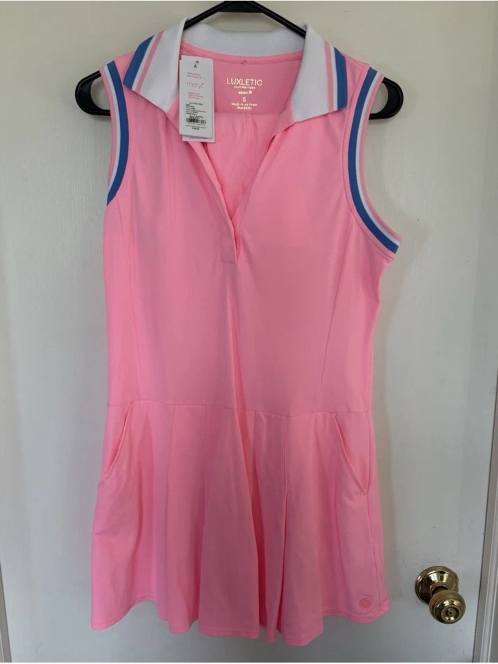 Lilly Pulitzer Pink Sleeveless Polo Dress with Blue & White Trim